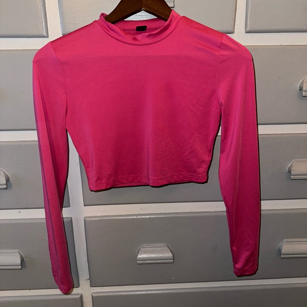 Vibrant Pink Fitted Crop Bodysuit Top